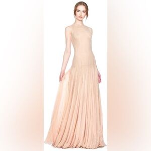 ALICE+OLIVIA SAORI EMBELLISHED DRESS GOWN WITH GODETS